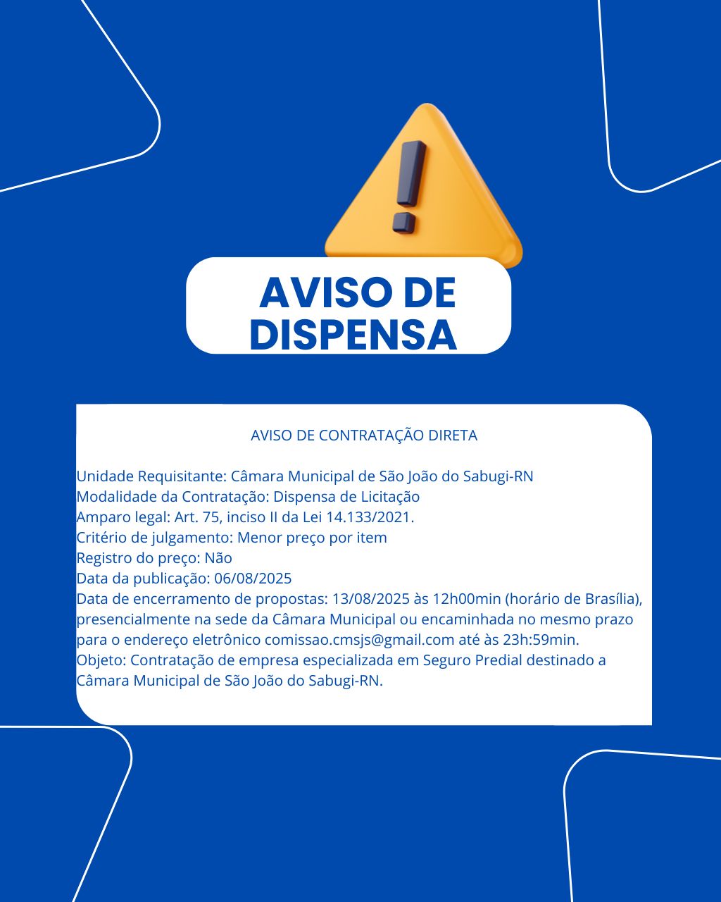 AVISO DE DISPENSA