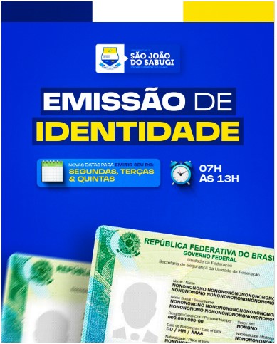 NOVAS DATAS PARA EMISSÃO DO RG